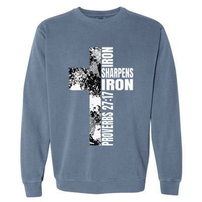 Black White Cross Iron Sharpens Iron Verse Christian Couples Garment-Dyed Sweatshirt