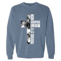 Black White Cross Iron Sharpens Iron Verse Christian Couples Garment-Dyed Sweatshirt