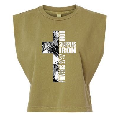 Black White Cross Iron Sharpens Iron Verse Christian Couples Garment-Dyed Women's Muscle Tee