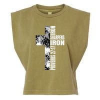 Black White Cross Iron Sharpens Iron Verse Christian Couples Garment-Dyed Women's Muscle Tee