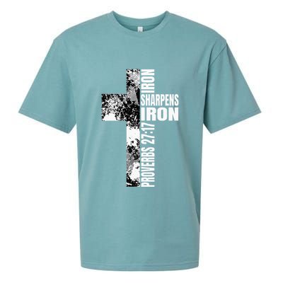 Black White Cross Iron Sharpens Iron Verse Christian Couples Sueded Cloud Jersey T-Shirt