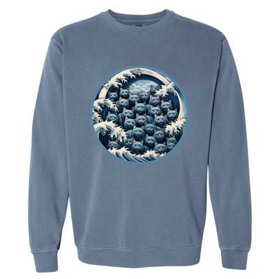 Blue Wave Cat Ladies For Kamala Harris President 2024 Gift Garment-Dyed Sweatshirt