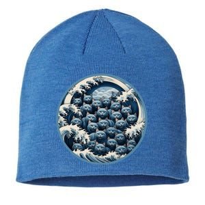 Blue Wave Cat Ladies For Kamala Harris President 2024 Gift Sustainable Beanie