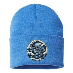 Blue Wave Cat Ladies For Kamala Harris President 2024 Gift Sustainable Knit Beanie