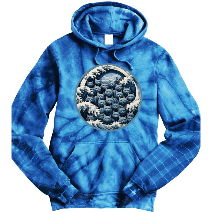 Blue Wave Cat Ladies For Kamala Harris President 2024 Gift Tie Dye Hoodie