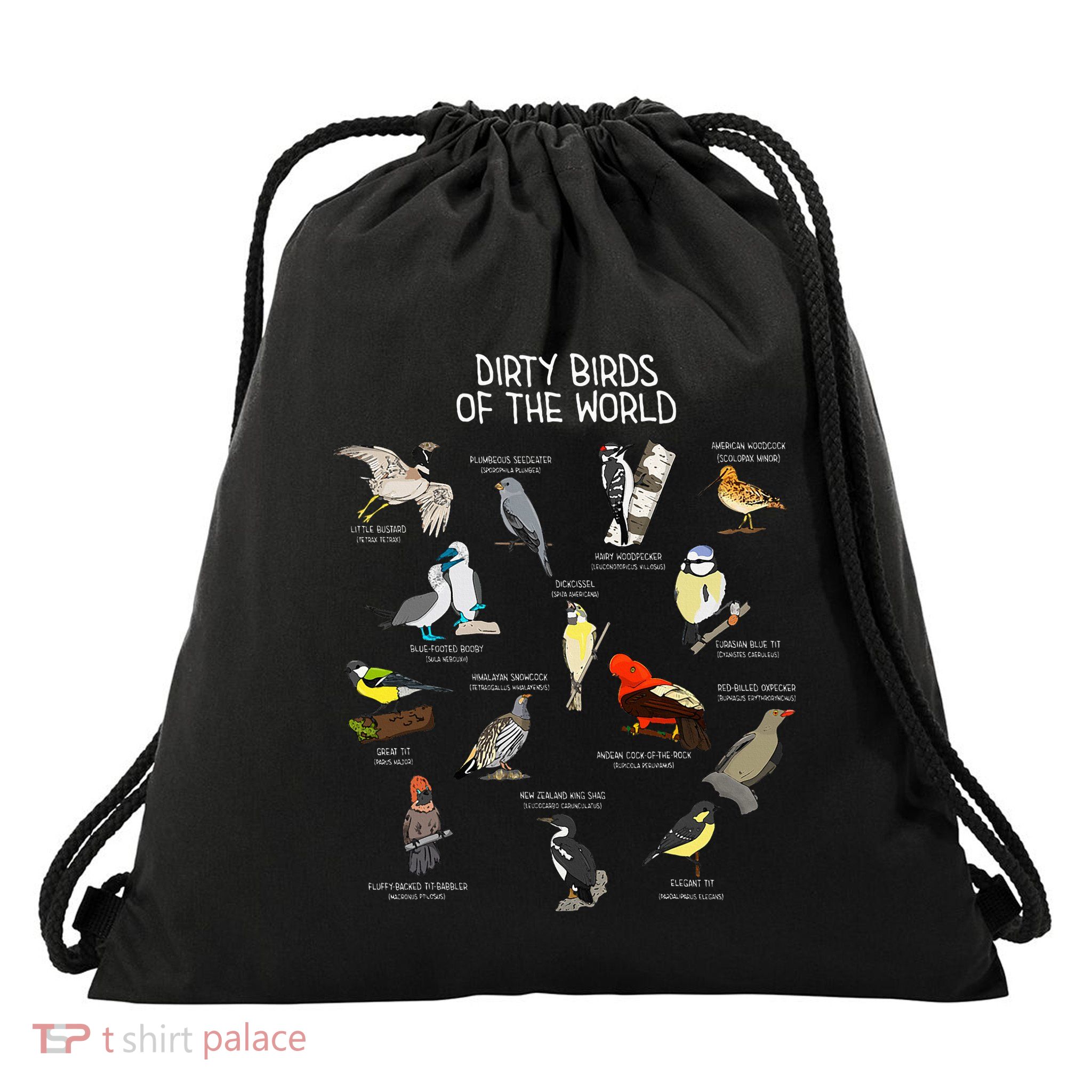 Bird Watching Dirty Birds Of The World Funny Birding Drawstring Bag
