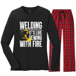 Best Welding Design Welder Welding Metal Weld Women's Long Sleeve Flannel Pajama Set 