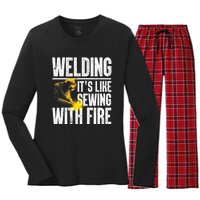 Best Welding Design Welder Welding Metal Weld Women's Long Sleeve Flannel Pajama Set 