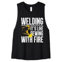 Best Welding Design Welder Welding Metal Weld Women's Racerback Cropped Tank