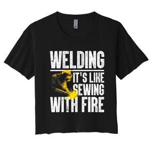 Best Welding Design Welder Welding Metal Weld Women's Crop Top Tee