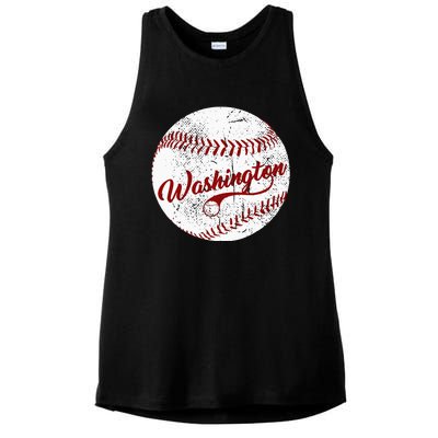 Baseball Washington DC Team Love Baseball National Pastim Ladies PosiCharge Tri-Blend Wicking Tank