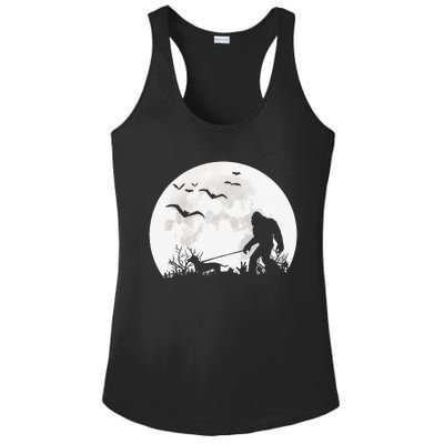 Bigfoot Walking Dachshund Dog Moon Sasquatch Halloween Dog Gift Ladies PosiCharge Competitor Racerback Tank