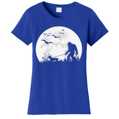 Bigfoot Walking Dachshund Dog Moon Sasquatch Halloween Dog Gift Women's T-Shirt