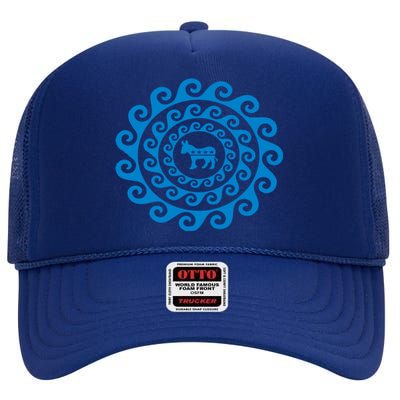 Blue Wave Dala Democratic Donkey Democrat Meaningful Gift High Crown Mesh Back Trucker Hat