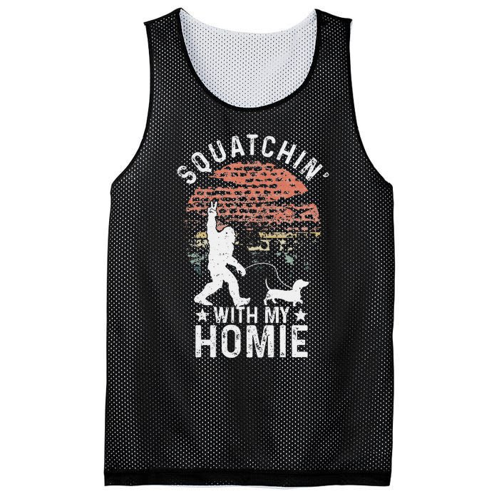 Bigfoot Walking Dachshund Tee Sasquatch Dog Lover Mesh Reversible Basketball Jersey Tank