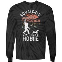 Bigfoot Walking Dachshund Tee Sasquatch Dog Lover Tie-Dye Long Sleeve Shirt