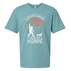 Bigfoot Walking Dachshund Tee Sasquatch Dog Lover Sueded Cloud Jersey T-Shirt