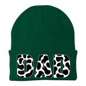  Black White Dad Cow Print Cowboy Animal Pattern Father Dad Knit Cap Winter Beanie