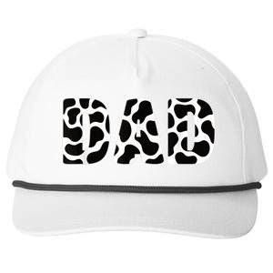  Black White Dad Cow Print Cowboy Animal Pattern Father Dad Snapback Five-Panel Rope Hat