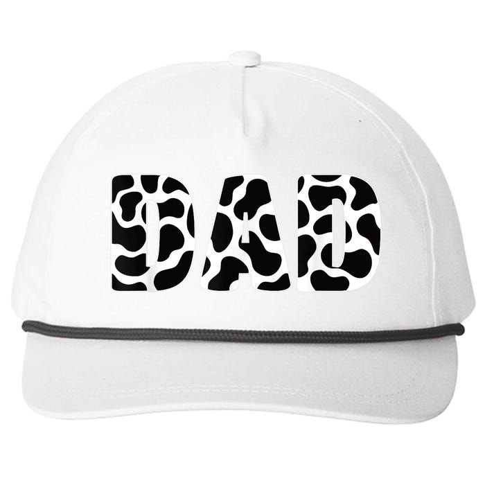  Black White Dad Cow Print Cowboy Animal Pattern Father Dad Snapback Five-Panel Rope Hat