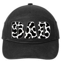  Black White Dad Cow Print Cowboy Animal Pattern Father Dad 7-Panel Snapback Hat