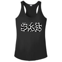  Black White Dad Cow Print Cowboy Animal Pattern Father Dad Ladies PosiCharge Competitor Racerback Tank