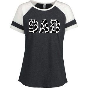  Black White Dad Cow Print Cowboy Animal Pattern Father Dad Enza Ladies Jersey Colorblock Tee