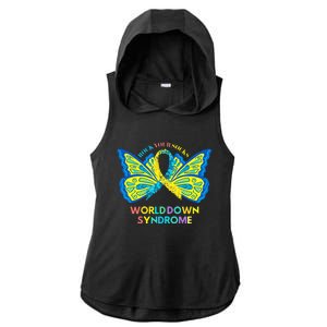 Butterfly World Down Syndrome Day Rock Your Socks Awareness Ladies PosiCharge Tri-Blend Wicking Draft Hoodie Tank