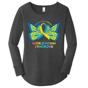 Butterfly World Down Syndrome Day Rock Your Socks Awareness Women's Perfect Tri Tunic Long Sleeve Shirt