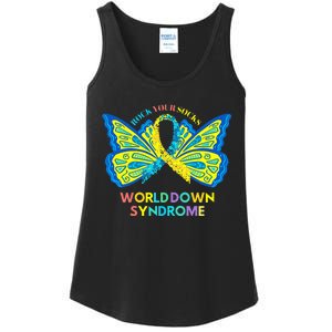 Butterfly World Down Syndrome Day Rock Your Socks Awareness Ladies Essential Tank