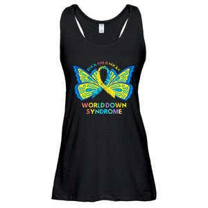 Butterfly World Down Syndrome Day Rock Your Socks Awareness Ladies Essential Flowy Tank