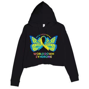 Butterfly World Down Syndrome Day Rock Your Socks Awareness Crop Fleece Hoodie