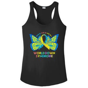 Butterfly World Down Syndrome Day Rock Your Socks Awareness Ladies PosiCharge Competitor Racerback Tank