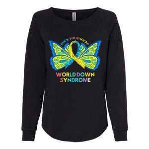 Butterfly World Down Syndrome Day Rock Your Socks Awareness Womens California Wash Sweatshirt