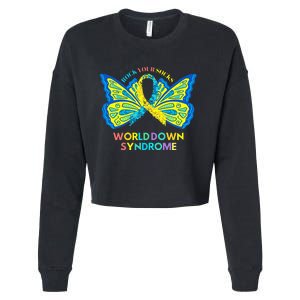 Butterfly World Down Syndrome Day Rock Your Socks Awareness Cropped Pullover Crew