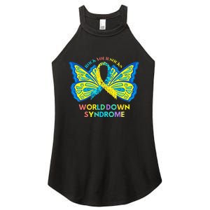 Butterfly World Down Syndrome Day Rock Your Socks Awareness Women's Perfect Tri Rocker Tank