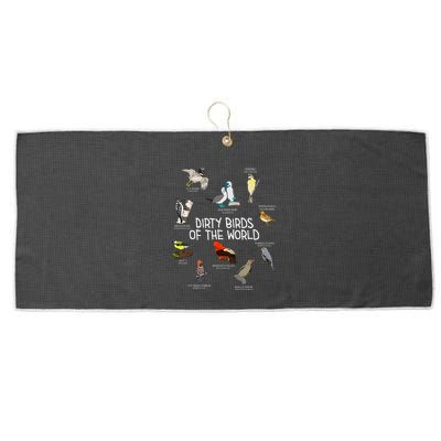 Bird Watching Dirty Birds Of The World Funny Birding Large Microfiber Waffle Golf Towel