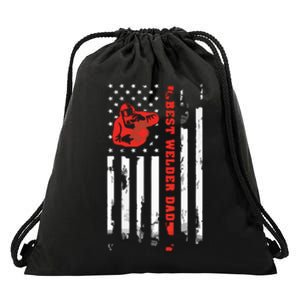 Best Welder Dad Ever Patriotic Distressed American Flag Drawstring Bag