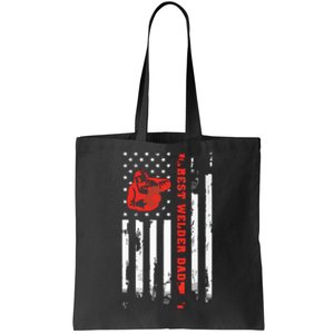 Best Welder Dad Ever Patriotic Distressed American Flag Tote Bag