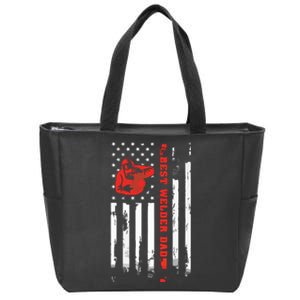 Best Welder Dad Ever Patriotic Distressed American Flag Zip Tote Bag