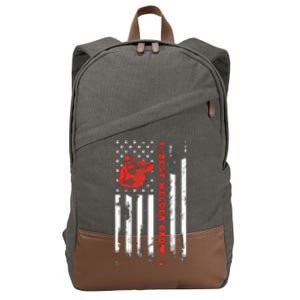 Best Welder Dad Ever Patriotic Distressed American Flag Cotton Canvas Backpack