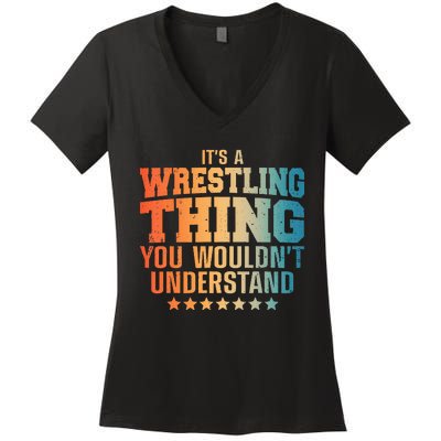 Best Wrestling Design Wrestle Wrestler Women's V-Neck T-Shirt