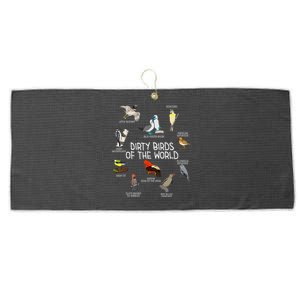 Bird Watching Dirty Birds Of The World Funny Birding Large Microfiber Waffle Golf Towel