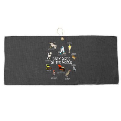 Bird Watching Dirty Birds Of The World Funny Birding Large Microfiber Waffle Golf Towel
