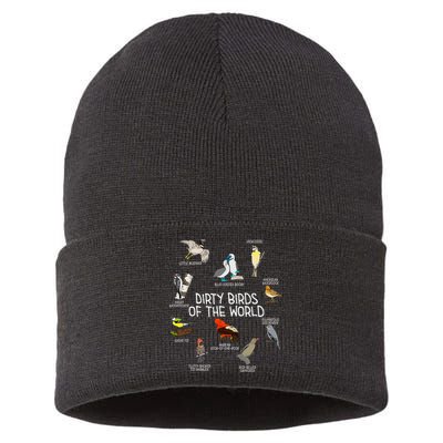 Bird Watching Dirty Birds Of The World Funny Birding Sustainable Knit Beanie
