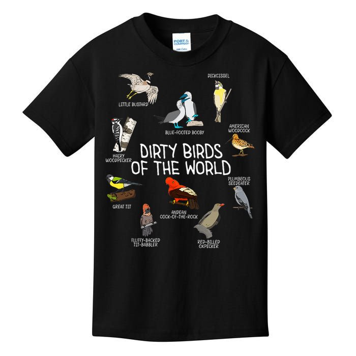 Bird Watching Dirty Birds Of The World Funny Birding Kids T-Shirt