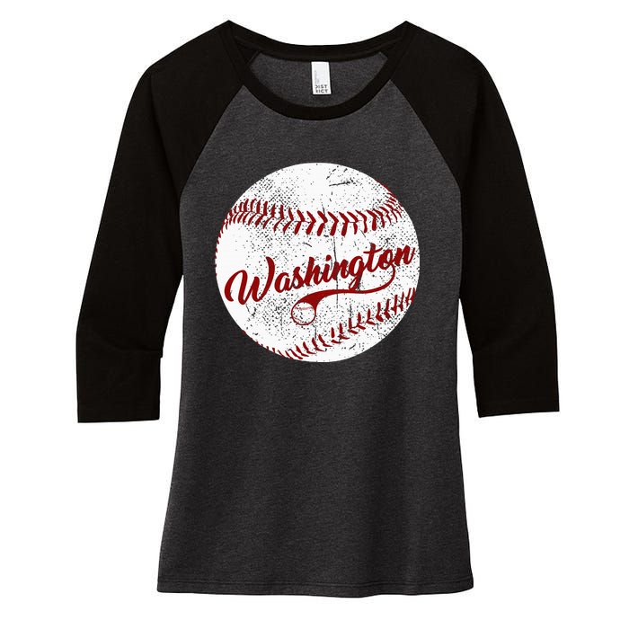 Baseball Washington Dc Team Love Baseball National Pastime Women's Tri-Blend 3/4-Sleeve Raglan Shirt