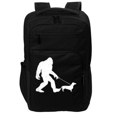 Bigfoot Walking Dachshund Funny Wiener Dog Gift Impact Tech Backpack