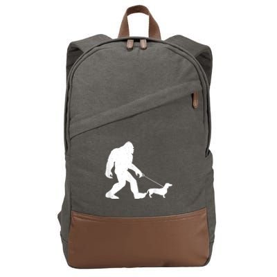 Bigfoot Walking Dachshund Funny Wiener Dog Gift Cotton Canvas Backpack