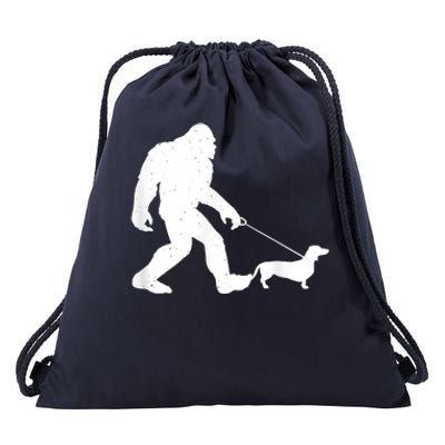 Bigfoot Walking Dachshund Funny Wiener Dog Gift Drawstring Bag